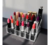 Shein Caja de almacenamiento de labiales de acrílico transparente con 24/36 ranuras, estante de exhibición de labiales para escritorio, organizador de maqui