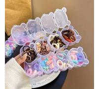 Shein Caja de almacenamiento de plástico transparente con forma de oso y corazón, organizador con tapa y múltiples compartimentos para aretes, joyas, acceso