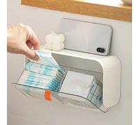 Shein Caja de almacenamiento para toallas sanitarias con soporte montado en la pared para baño, organizador de hisopos y toallas femeninas, caja de gestión
