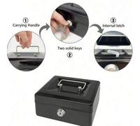 Shein Caja de caudales de acero mediana con cerradura - Incluye bandeja para dinero, almacenamiento para billetes, monedas y objetos de valor