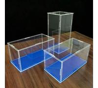 Shein Caja de exhibición transparente con base azul desmontable, gabinete de exhibición, caja de almacenamiento, alta transparencia, adecuada para autos a e