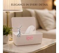 Shein Caja de pañuelos decorativa con tapa abatible con diseño de conejo lindo, dispensador de toallitas húmedas impermeable, estante de almacenamiento a pr