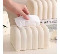 Shein Caja de pañuelos estética beige moderna, caja de almacenamiento de pañuelos con forma de pan multifuncional, sin necesidad de perforar, se puede monta