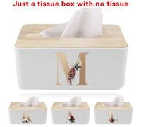 Shein Caja de pañuelos nórdica con tapa de bambú, estuche de almacenamiento de madera maciza, soporte de servilletas de escritorio, dispensador de papel par
