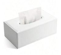 Shein Caja de pañuelos rectangular grande con rejilla blanca y fondo negro, con extracción de servilletas PU