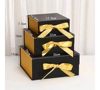Shein Caja plegable con tapa cuadrada y lazo, Caja de regalo de lujo con cierre magnético en colores surtidos