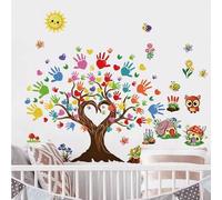 Shein Calcomanías de pared para guardería, pegatinas de árbol de linterna de corazón de elfo arcoíris y mariposa, decoración del hogar, suministros para dor