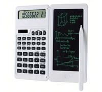 Shein Calculadora Científica de 10 Dígitos - Pantalla LCD de Alta Resolución, Diseño Compacto Plegable, Con Tableta de Escritura Manual, Alimentación Dual S