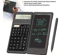 Shein Calculadora científica plegable 3 en 1 para estudiantes con bloc de notas, calculadora de bolsillo de 10 dígitos con alimentación dual solar+batería,