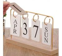 Shein Calendario de escritorio minimalista con páginas giratorias, material duradero, diseño nórdico creativo, perpetuo diario, adecuado para sala de estar,