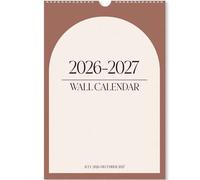 Shein Calendario de pared 2026-2027 con pegatinas, planificador mensual con encuadernación en espiral, organizador de horario colgante para el hogar, la ofi