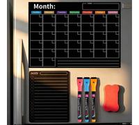 Shein Calendario Magnético Borrable para Refrigerador, Planificador Mensual de Nevera y Organizador de Lista de Menú del Día Pizarra Blanca, 2 Piezas Pizarr