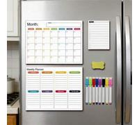 Shein Calendario magnético de pizarra blanca para refrigerador, planificador mensual y lista del menú de hoy, 2/3 piezas de pizarra negra para refrigerador