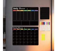 Shein Calendario magnético y borrable para refrigerador, planificador de comidas mensual y lista del menú de hoy, pizarra blanca, 2 piezas de pizarra de tiz