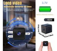 Shein Cámara cuadrada mini, cámara de doméstica, cámara oculta portátil, HD 480P, visión nocturna infrarroja inalámbrica WiFi, punto de acceso incorporado,