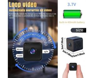 Shein Cámara cuadrada mini, cámara de doméstica, cámara oculta portátil, HD 480P, visión nocturna infrarroja inalámbrica WiFi, punto de acceso incorporado,