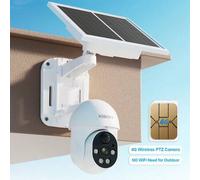 Shein Cámara de vigilancia 4G PTZ inalámbrica al aire libre con tarjeta SIM, cobertura de 355°, reconocimiento de persona, audio bidireccional, sensor de mo