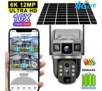 Shein Cámara IP 4G con tarjeta SIM 4G, 12 MP, triple lente 6K, tres pantallas, zoom óptico 10x, detección de movimiento y visión nocturna. Apta para uso en