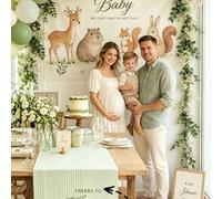 Shein Camino de mesa personalizado con nombre familiar - Decoración de baby shower personalizada con rayas verde salvia, decoración de mesa para fiesta de c