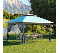 Shein Carpa plegable de 4 x 4 m con mosquitera, ideal para jardín, terraza y exteriores, ideal para bodas, celebraciones, barbacoas, mobiliario de jardín y