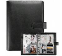 Shein Carpeta de hojas sueltas de tamaño A5 con estilo K-Pop, 25 páginas, 4 ranuras para tarjetas, cubierta de piel sintética, almacenamiento y organización