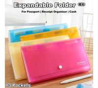 Shein Carpeta expandible A6/B6 con 13 bolsillos - Organizador de documentos tipo acordeón para pasaporte y recibos, efectivo y monedas, para la escuela, la