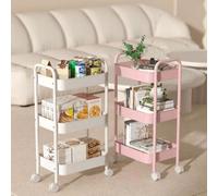 Shein Carrito de almacenamiento metálico de 3 niveles con ruedas universales, W42.5*D29.5*H73cm, carrito de utilidad metálico multiusos para cocina, baño, d