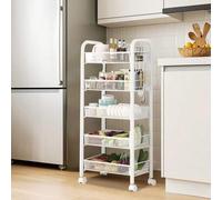 Shein Carrito de cocina con ruedas de 5 niveles, carrito utilitario con ruedas y cestas, carrito de almacenamiento metálico delgado y fácil de montar para e
