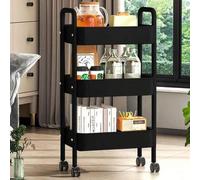 Shein Carrito de servicio con ruedas, carrito metálico rodante, 3 niveles, carrito de cocina, carrito de manualidades, carrito de almacenamiento de cocina p