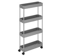 Shein Carro de Almacenamiento de 4 Niveles, Carrito con Ruedas, Carro de Cocina, Ahorro de Espacio, para Baño, Oficina, 14,4 x 42 x 86 cm, Gris Paloma, Vuel