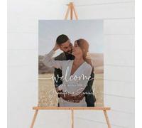Shein Cartel de Bienvenida Personalizable para Boda, Tablero de Bienvenida de Boda con Foto, Póster de Recepción, Plantilla Editable, Señalización de Acríli