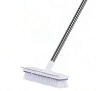 Shein Cepillo de piso de mango largo 2 en 1 - Cepillo de cerdas duras con raspador para cocina, azulejos, lechada, bañera, alfombra, ducha, garaje, cubierta