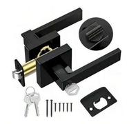 Shein Cerradura universal negra de alta resistencia con manija de triple barra, cerradura de puerta de aleación de aluminio, llave en forma de S, color acer