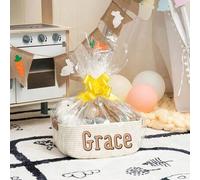 Shein Cesta de almacenamiento bordada personalizada, cesta de regalo ovalada para recién nacido, decoración de guardería personalizada, organizador de cesta