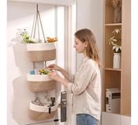 Shein Cesta de almacenamiento colgante de 3 niveles, estantería decorativa sobre la puerta, adecuada para guardería, entrada, sala de juegos, baño y armario