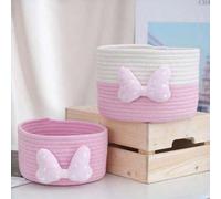 Shein Cesta de almacenamiento de escritorio tejida con cuerda de algodón, adecuada para organizar juguetes, aperitivos, pañuelos, dulces, papelería, cosméti