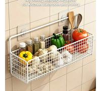 Shein Cesta de almacenamiento sin taladro para montaje en pared, estante organizador de baño de alambre metálico, caddy adhesivo sin perforación para artícu