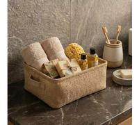 Shein Cesta organizadora de baño de tela de yute, caja organizadora decorativa de uso múltiple
