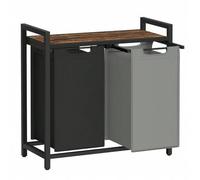 Shein Cesto para Ropa Sucia, Cesta Colada, 2 Bolsas de Tela Oxford Extraíble y Desmontable, Estante, Marco Metálico, 2 x 46 L, 73 x 33 x 72 cm, Negro Tinta