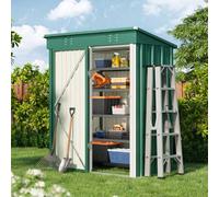 Shein Cobertizo para herramientas de jardín de metal, 180 x 162 x 95 cm, cobertizo para herramientas de acero galvanizado, cobertizo de almacenamiento para
