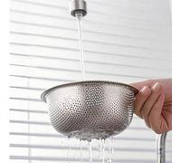 Shein Colador de fregadero de estilo rústico con mango, filtro de drenaje de fregadero de cocina de acero inoxidable 201, sin agua, apto para restaurante y