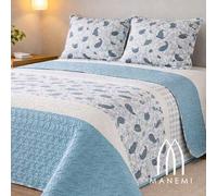 Shein Colcha bouti para verano y entretiempo - Colcha para cama inluye 1 o 2 funda de cojin segun la medida,Colcha cubre cama 100% poliester, suave y transp