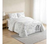 Shein Colcha bouti para verano y entretiempo - Colcha para cama inluye 1 o 2 funda de cojin segun la medida,Colcha cubre cama 100% poliester, suave y transp