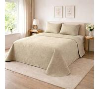 Shein Colcha bouti para verano y entretiempo - Colcha para cama inluye 1 o 2 funda de cojin segun la medida,Colcha cubre cama 100% poliester, suave y transp