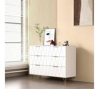 Shein Cómoda con 6 cajones-100x34x73 cm-mueble alto-mueble TV-aparador con cajones-cómoda estrecha-salón-dormitorio-mueble pasillo-blanco