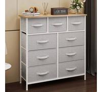 Shein Cómoda con 9 cajones, mueble, cajones de tela con tiradores, cómoda con estructura de acero resistente.
