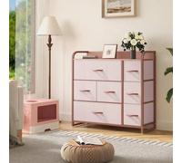 Shein Cómoda de 7 cajones, organizador de 7 cajones para el armario de la sala de estar del dormitorio, estructura de acero resistente, cajones de tela de f
