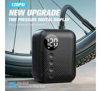 Shein Compresor de aire mini Carsun, tamaño de mano 150g, pantalla digital, inflado rápido de 150PSI para coche/bicicleta, recargable por USB, negro