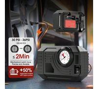 Shein Compresor de aire portátil mini de 12V para coche con iluminación nocturna brillante, inflador de neumáticos mecánico