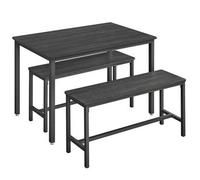 Shein Conjunto de Mesa de Comedor y 2 Sillas, Juego de 3 Piezas, Mesa de 70 x 110 x 75 cm, 2 Taburetes de 30 x 97 x 50 cm Cada Uno, Marco de Acero, Negro Ce